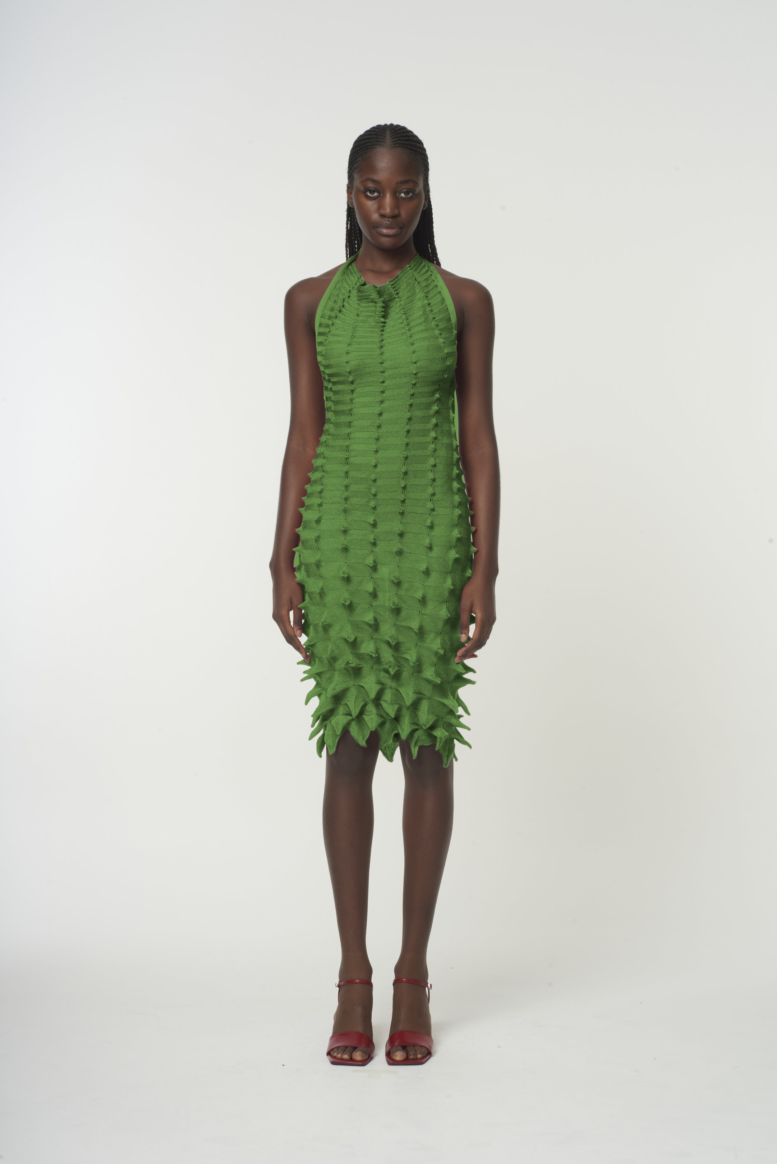 GRADIENT SPIKE HALTER DRESS — ChetLo GRADIENT SPIKE HALTER DRESS — ChetLo
